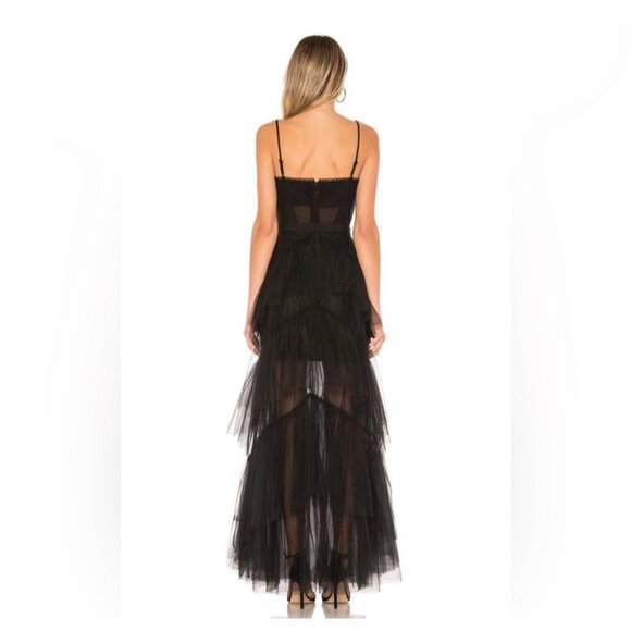 NWT BCBGMaxAzria Corset Tiered Tulle Gown in Black - Picture 2 of 9